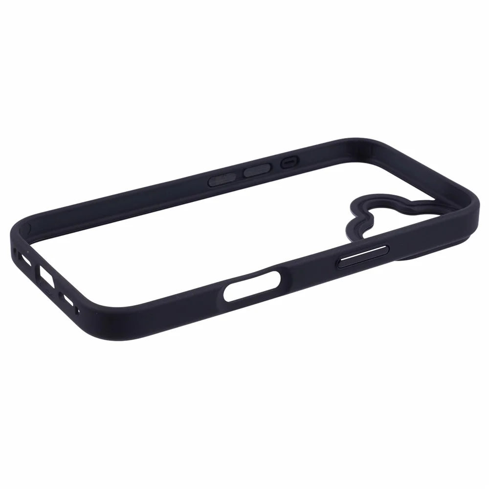 For iPhone 16 Plus Cell Phone Case Clear Back Drop Protection PC+TPU Cover - Black - 4
