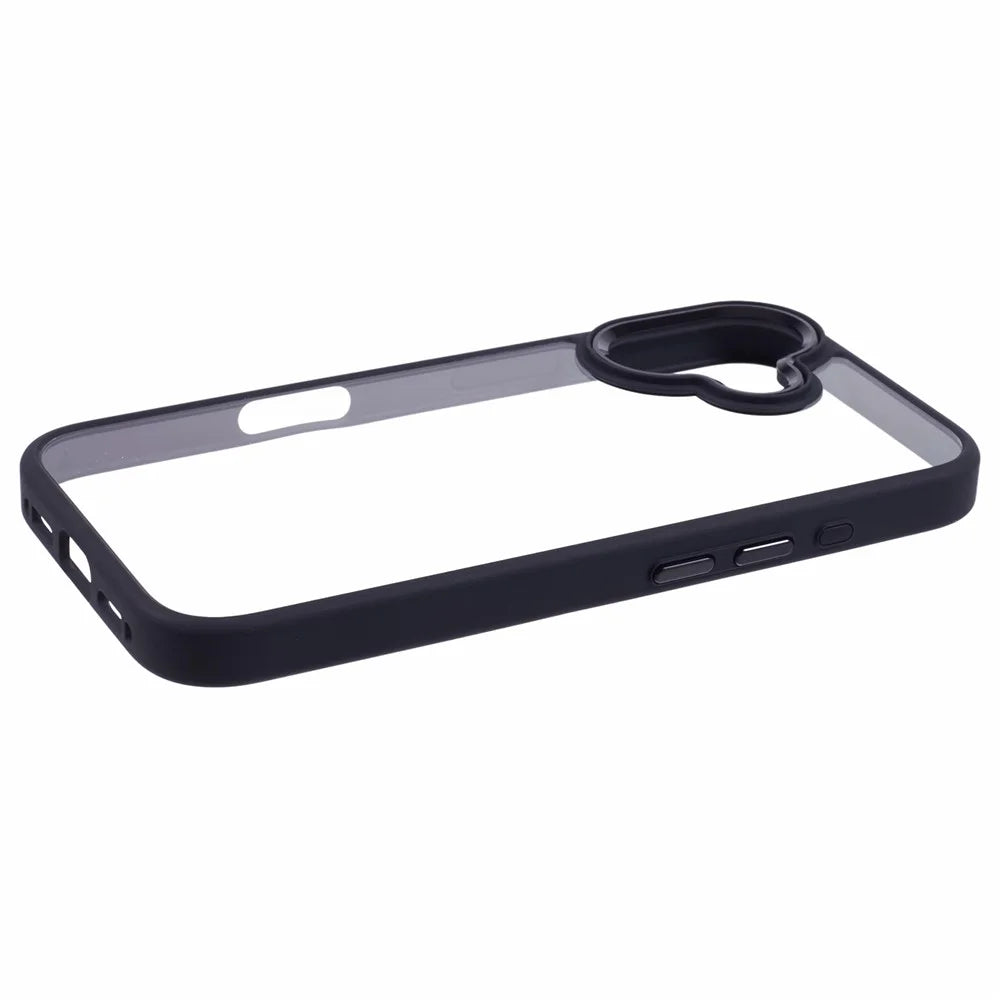 For iPhone 16 Plus Cell Phone Case Clear Back Drop Protection PC+TPU Cover - Black - 5