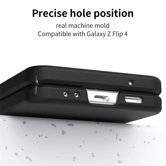 For Samsung Galaxy Z Flip4 5G Phone Case Folding Phone Cover Anti-drop PC Phone Case with Pen - Black - 4