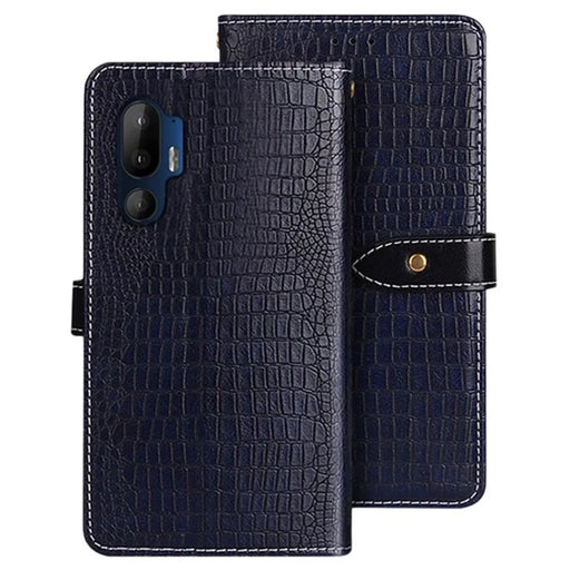 IDEWEI For HTC U24 Pro 5G Case Crocodile Texture PU Leather Flip Phone Cover - Blue - 1