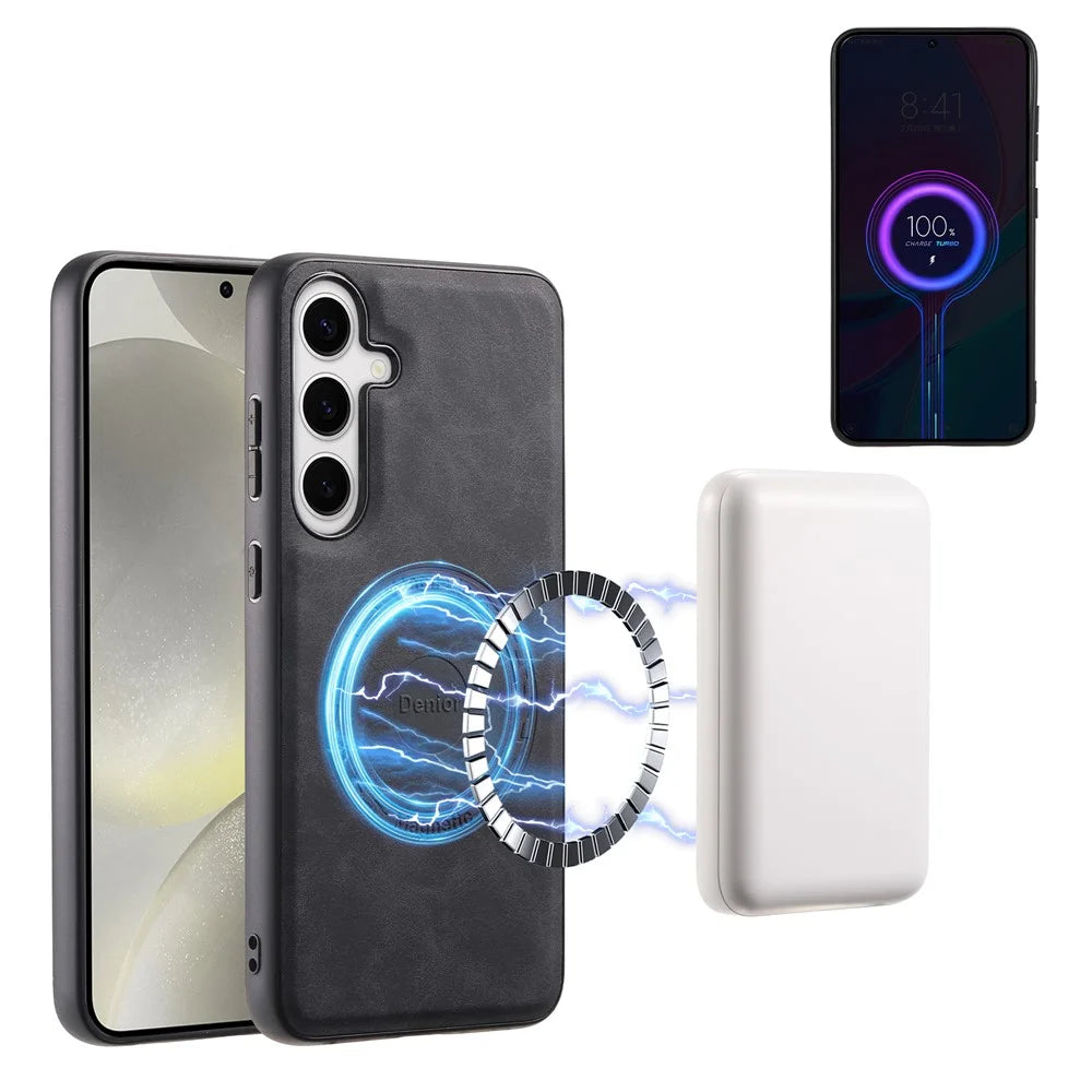 DENIOR D13 For Samsung Galaxy S24+ Retro Phone Case with Card Holder Detachable Strong Magnetic - Black - 7