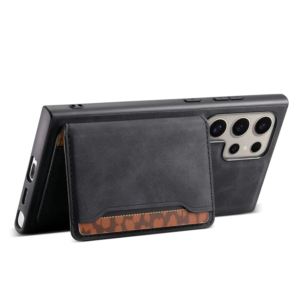 DENIOR D13 For Samsung Galaxy S24 Ultra Case Detachable Magnetic Leather Back Cover with Card Slots - Black - 3