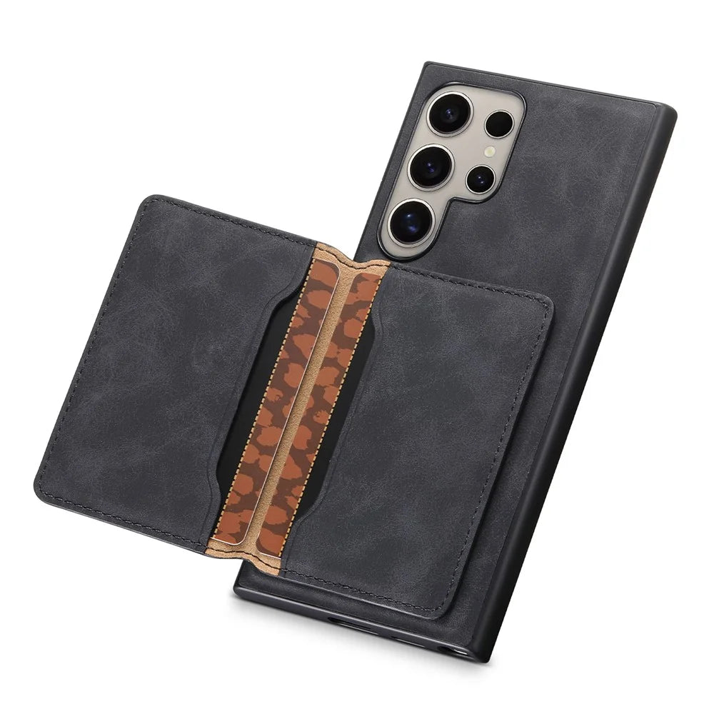 DENIOR D13 For Samsung Galaxy S24 Ultra Case Detachable Magnetic Leather Back Cover with Card Slots - Black - 4