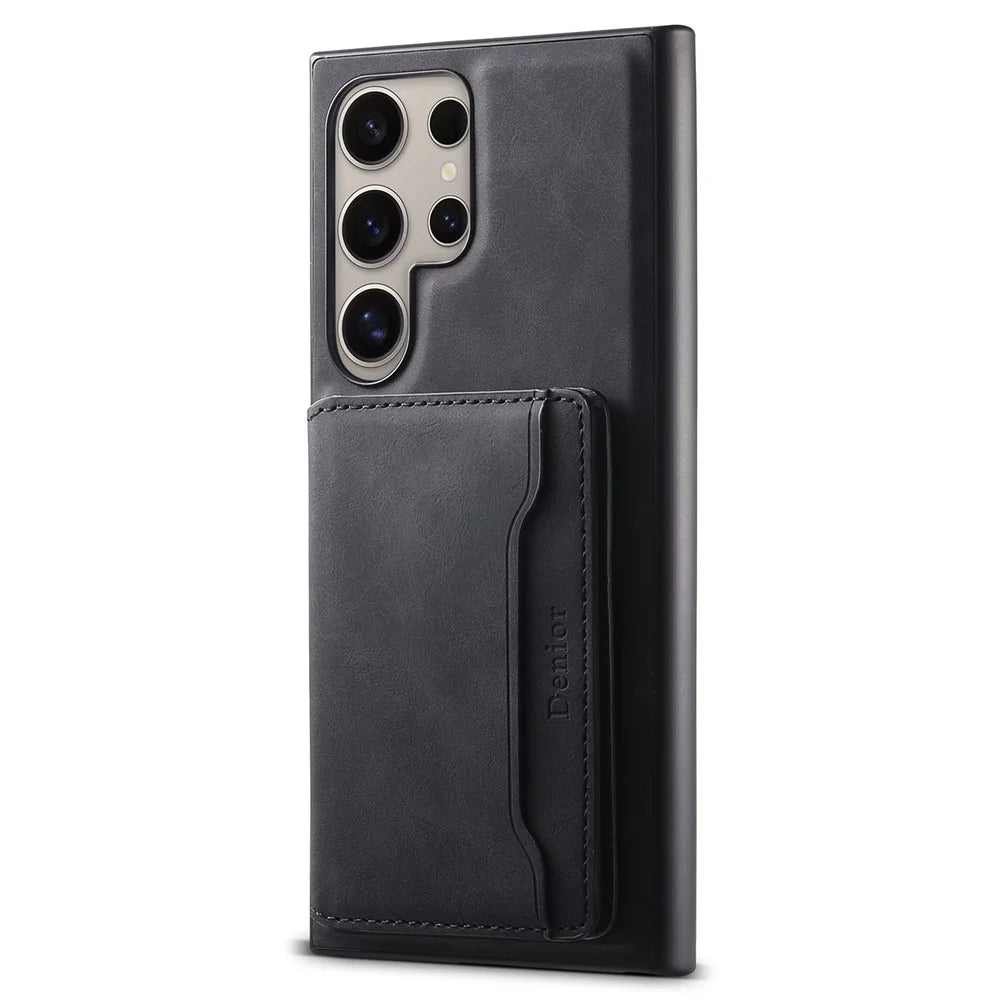 DENIOR D13 For Samsung Galaxy S24 Ultra Case Detachable Magnetic Leather Back Cover with Card Slots - Black - 5