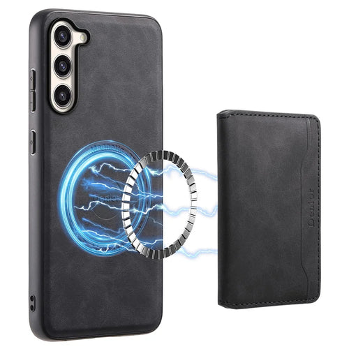 DENIOR D13 For Samsung Galaxy S23+ Case Leather + PC + TPU Phone Cover with Detachable Card Holder - Black - 1