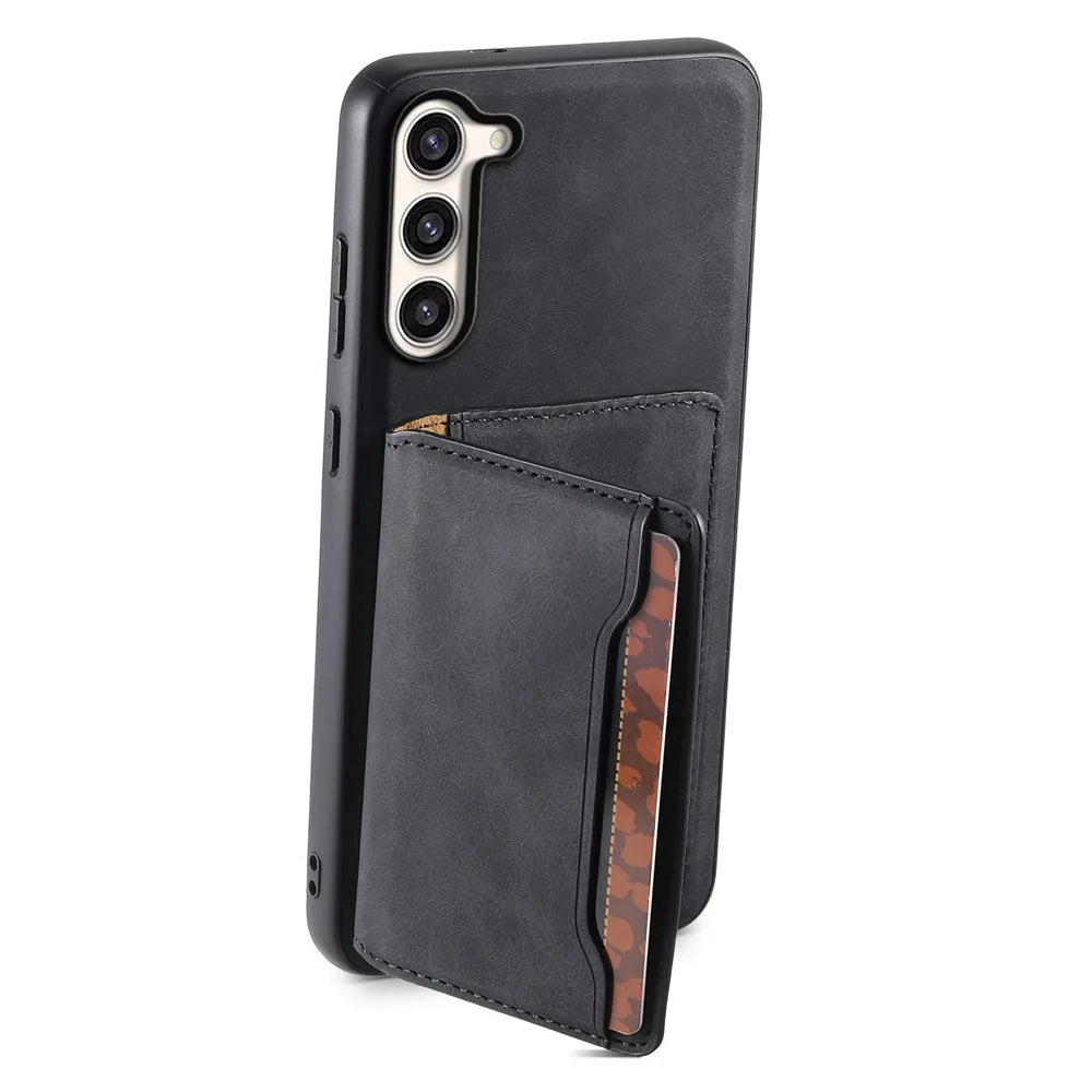 DENIOR D13 For Samsung Galaxy S23+ Case Leather + PC + TPU Phone Cover with Detachable Card Holder - Black - 3