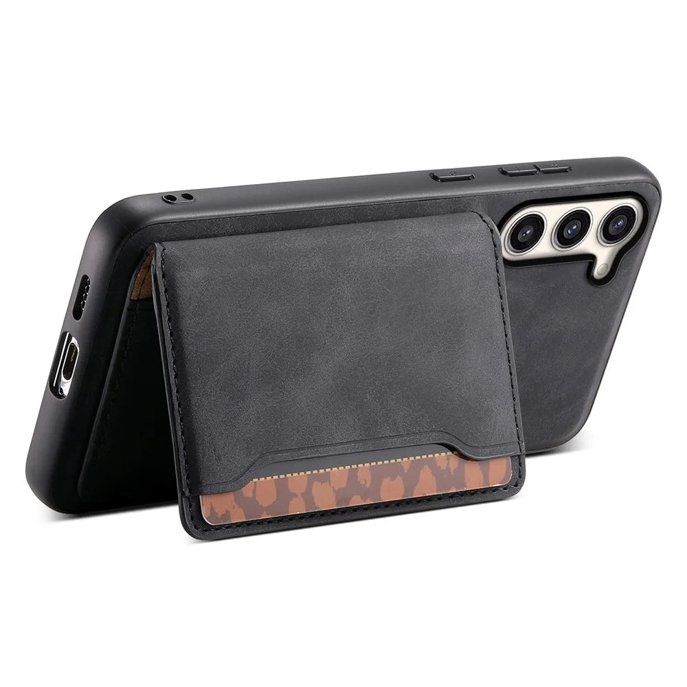 DENIOR D13 For Samsung Galaxy S23+ Case Leather + PC + TPU Phone Cover with Detachable Card Holder - Black - 4