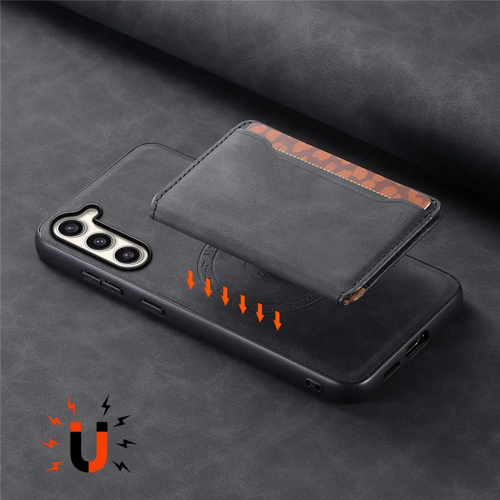DENIOR D13 For Samsung Galaxy S23+ Case Leather + PC + TPU Phone Cover with Detachable Card Holder - Black - 7