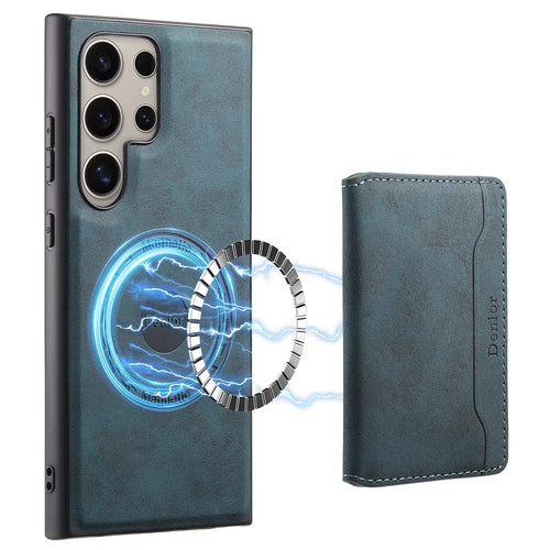 DENIOR D13 For Samsung Galaxy S23 Ultra Case Leather + PC + TPU Phone Cover with Detachable Card Holder - Green - 1