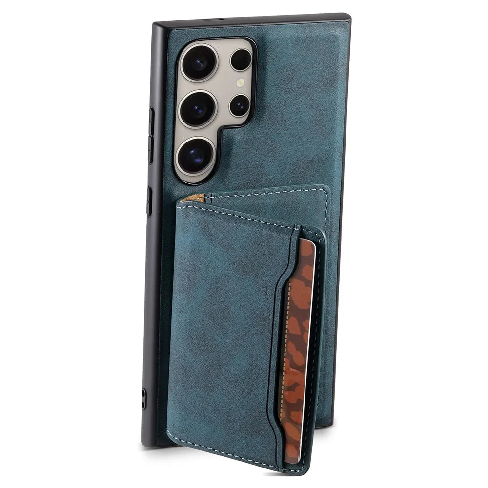 DENIOR D13 For Samsung Galaxy S23 Ultra Case Leather + PC + TPU Phone Cover with Detachable Card Holder - Green - 2