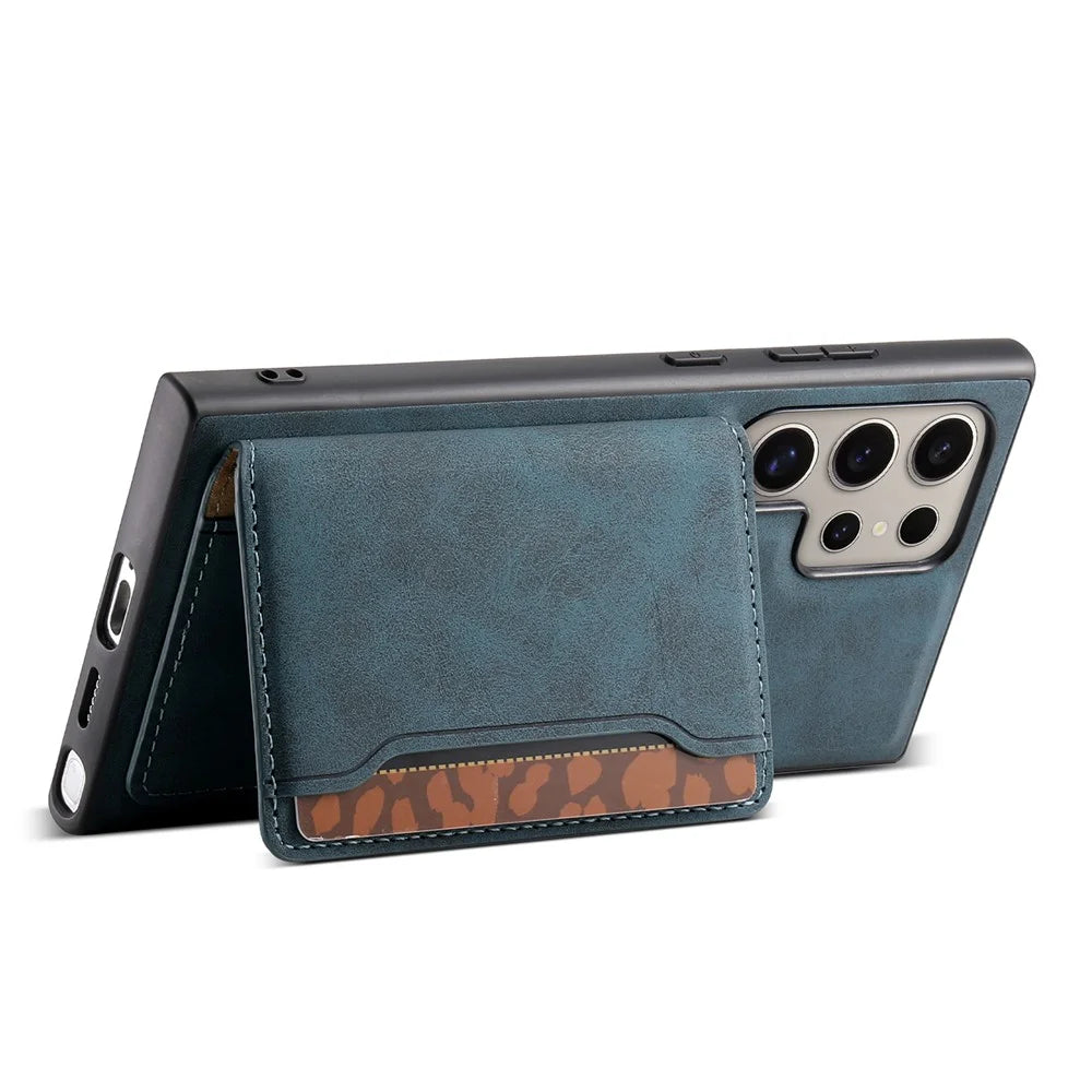 DENIOR D13 For Samsung Galaxy S23 Ultra Case Leather + PC + TPU Phone Cover with Detachable Card Holder - Green - 3