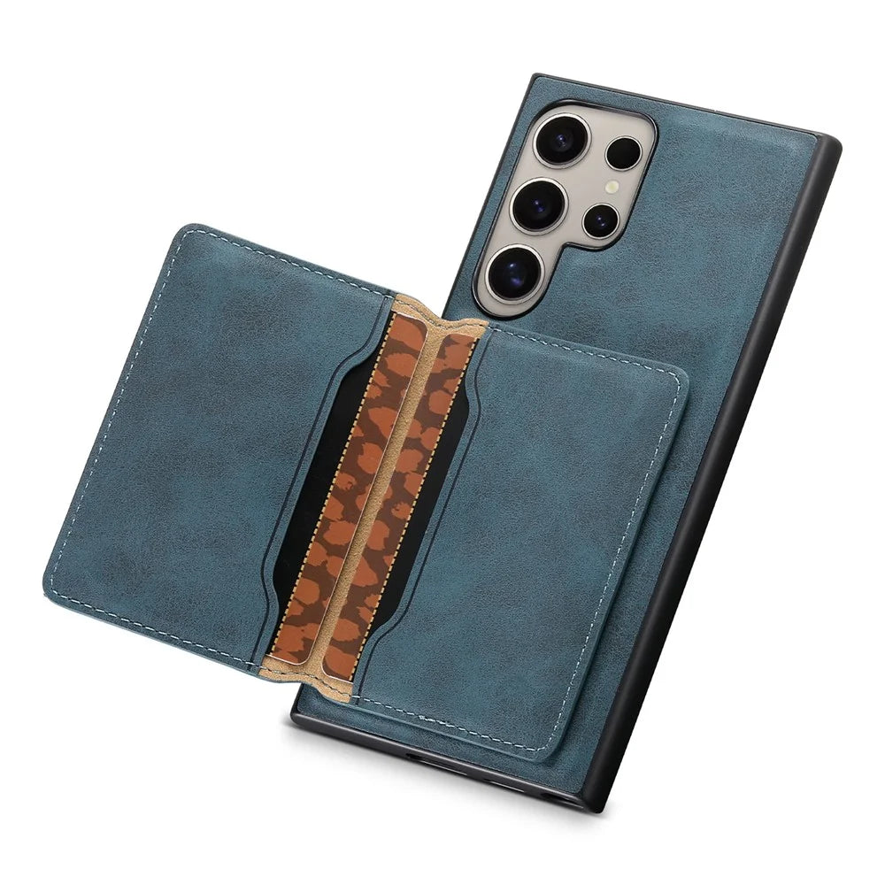 DENIOR D13 For Samsung Galaxy S23 Ultra Case Leather + PC + TPU Phone Cover with Detachable Card Holder - Green - 4