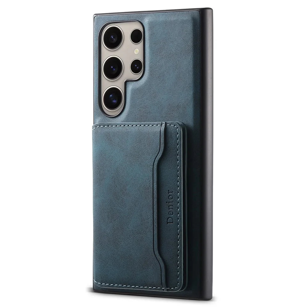 DENIOR D13 For Samsung Galaxy S23 Ultra Case Leather + PC + TPU Phone Cover with Detachable Card Holder - Green - 5