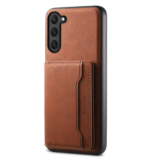 DENIOR D13 For Samsung Galaxy S23 Case Detachable Card Bag Leather+PC+TPU Phone Cover - Brown - 2