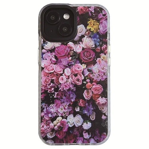 For iPhone 14 Cell Phone Case Colorful Pattern Shockproof Hard Acrylic Cover - Rose Garden - 1