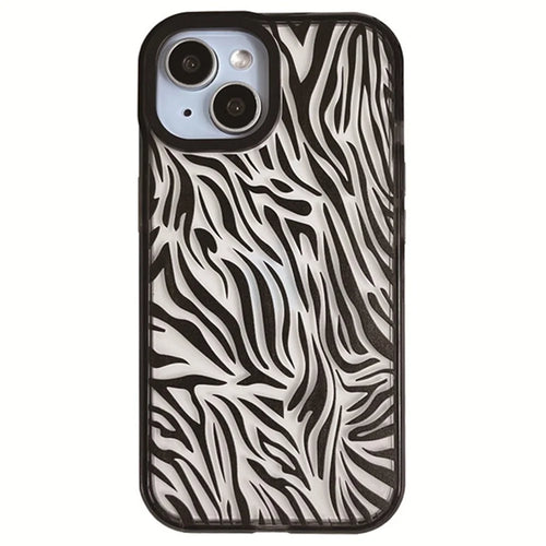 For iPhone 15 Plus Shockproof Acrylic Cover Cell Phone Case with Pattern Design - Zebra Print - 1