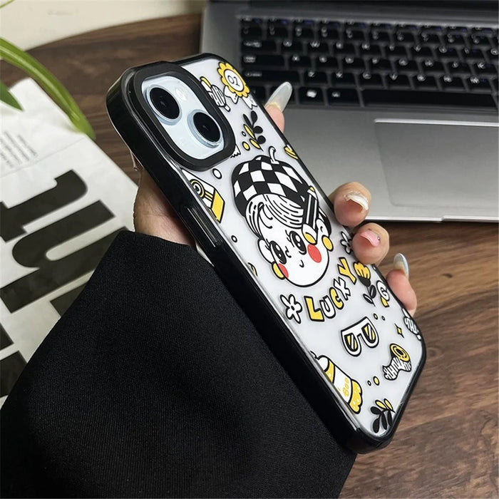 For iPhone 14 Plus Case Lucky Girl Pattern Acrylic Scratch Resistant Phone Cover - 5