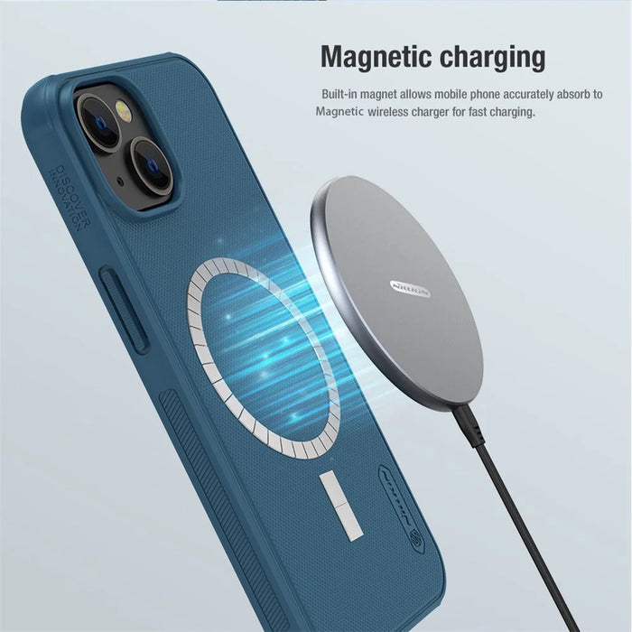 NILLKIN Frosted Shield Pro for iPhone 14 / iPhone 13 Hard PC Soft TPU Matte Phone Cover Magnetic Absorption Case - Black - 5