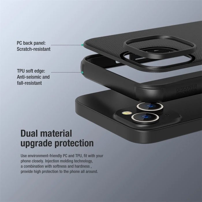 NILLKIN Frosted Shield Pro for iPhone 14 / iPhone 13 Hard PC Soft TPU Matte Phone Cover Magnetic Absorption Case - Black - 7