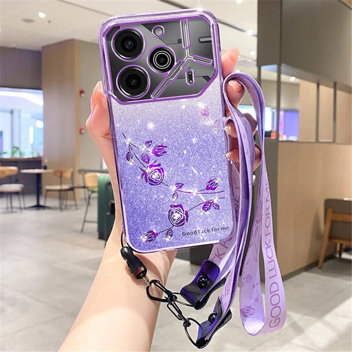KADEM For TECNO Pova 6 5G / Pova 6 Pro 5G Case Glitter Sparkle TPU Phone Cover with Lanyard - Purple - 1