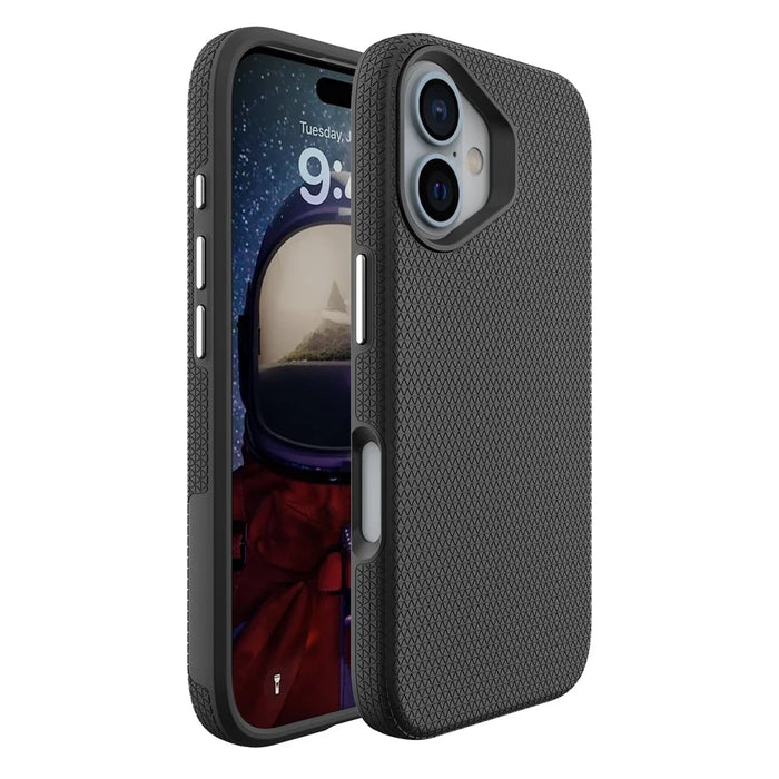 For iPhone 16 Case Anti-Drop TPU+PC Four Corner Phone Cover - Black - 1