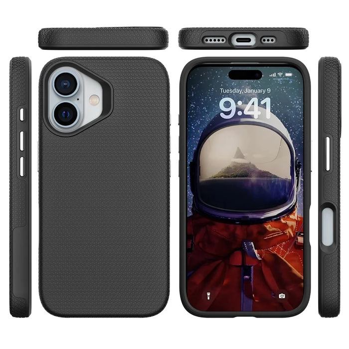 For iPhone 16 Case Anti-Drop TPU+PC Four Corner Phone Cover - Black - 4