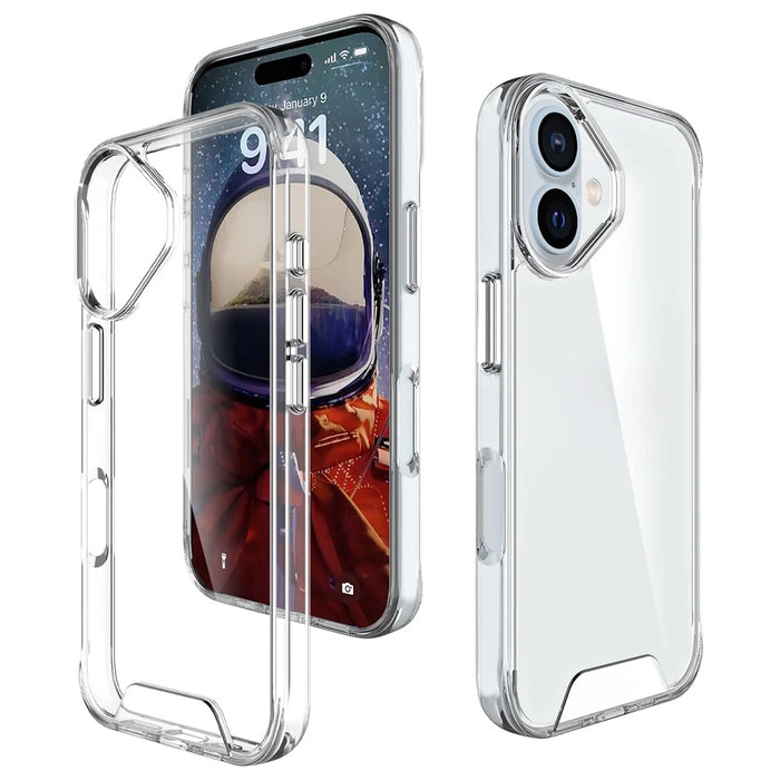 Space Series For iPhone 16 Case TPU Frame Clear PC Back Phone Cover - 2