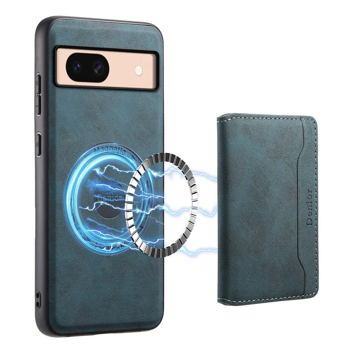 DENIOR D13 For Google Pixel 8a Case 2 in 1 Detachable Leather Phone Back Cover - Blue - 5