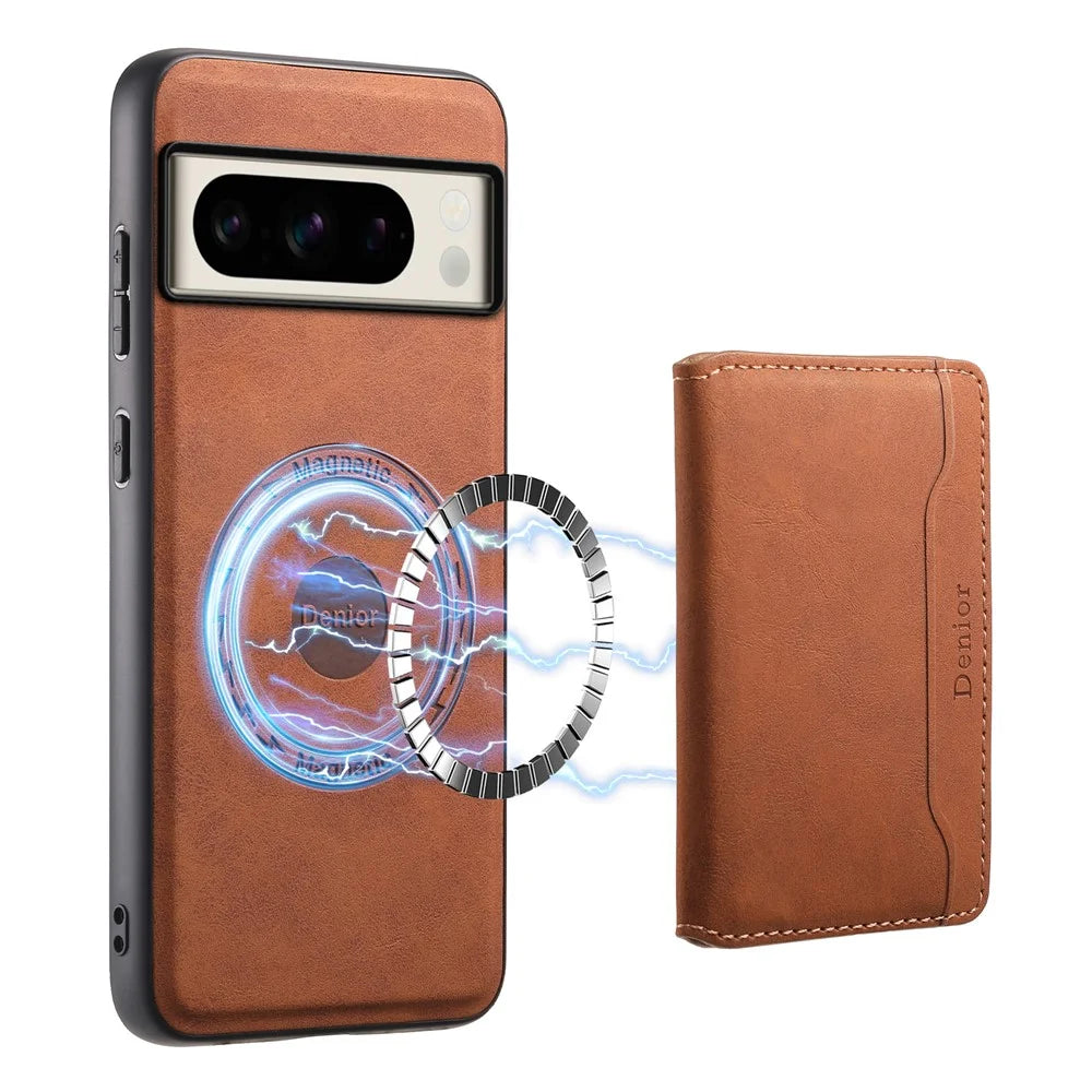 DENIOR D13 For Google Pixel 8 Pro Case Detachable 2-in-1 Leather Back Phone Cover - Brown - 5
