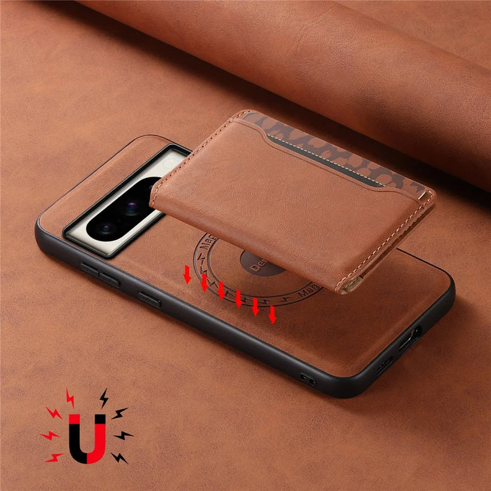 DENIOR D13 For Google Pixel 8 Pro Case Detachable 2-in-1 Leather Back Phone Cover - Brown - 7