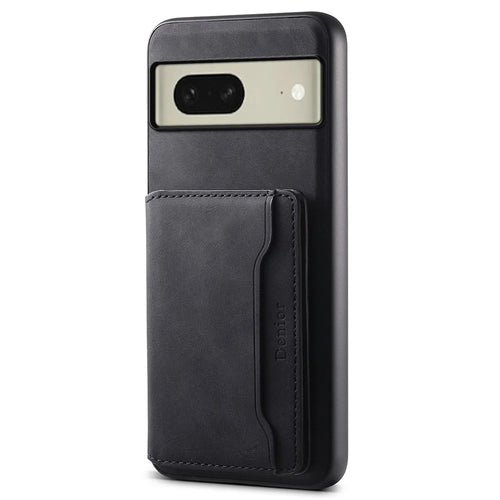 DENIOR D13 For Google Pixel 8 Case Detachable Magnetic Leather Back Cover Retro Texture - Black - 1