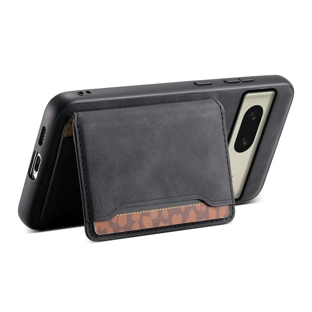 DENIOR D13 For Google Pixel 8 Case Detachable Magnetic Leather Back Cover Retro Texture - Black - 3