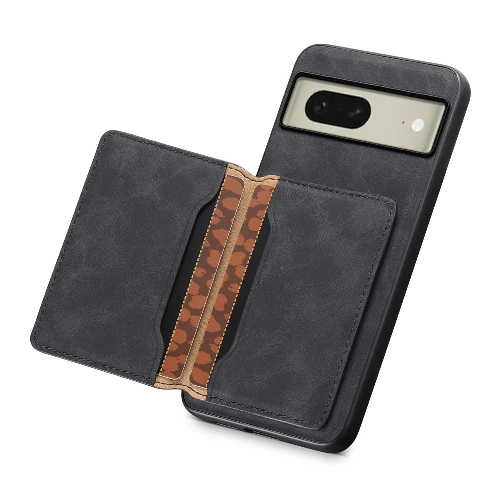 DENIOR D13 For Google Pixel 8 Case Detachable Magnetic Leather Back Cover Retro Texture - Black - 4