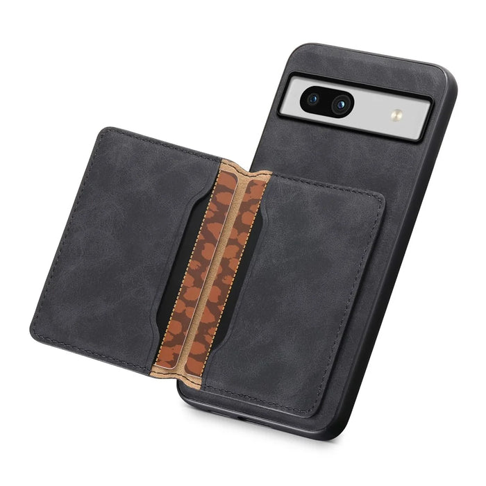 DENIOR D13 For Google Pixel 7a Case with Detachable Card Holder Leather Magnetic Phone Cover - Black - 4