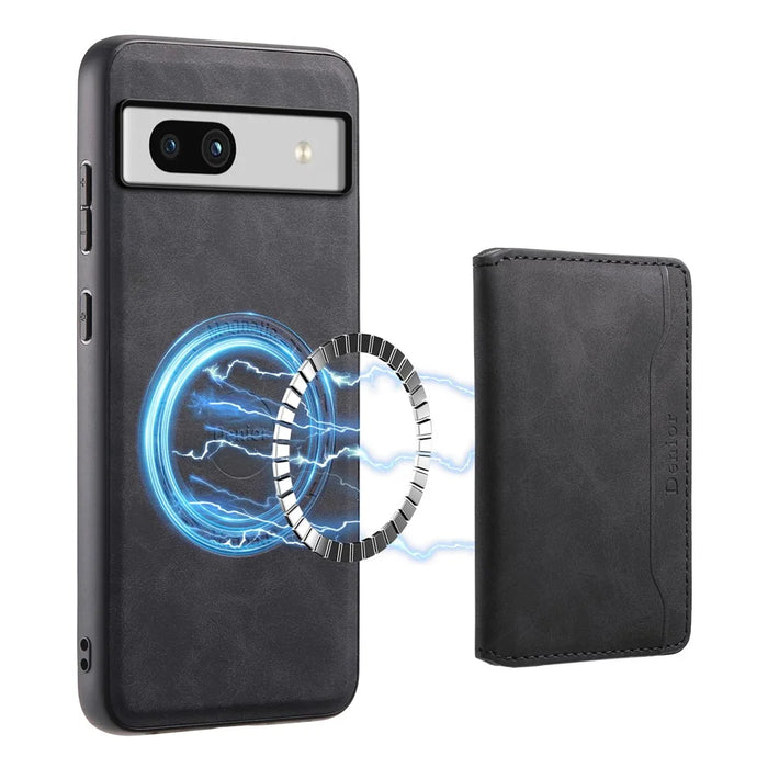 DENIOR D13 For Google Pixel 7a Case with Detachable Card Holder Leather Magnetic Phone Cover - Black - 5