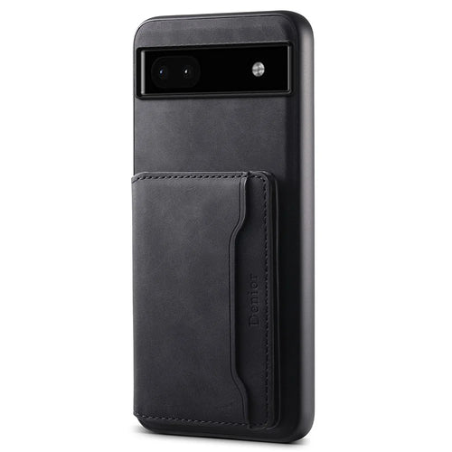 DENIOR D13 For Google Pixel 6a Kickstand Case PU+PC+TPU Phone Cover Detachable Card Bag - Black - 1