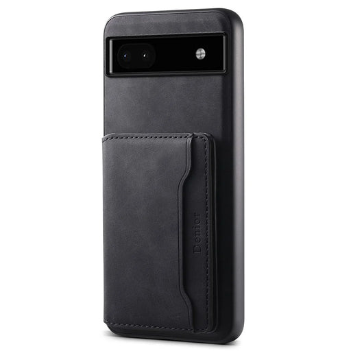 DENIOR D13 For Google Pixel 6a Kickstand Case PU+PC+TPU Phone Cover Detachable Card Bag - Black - 1