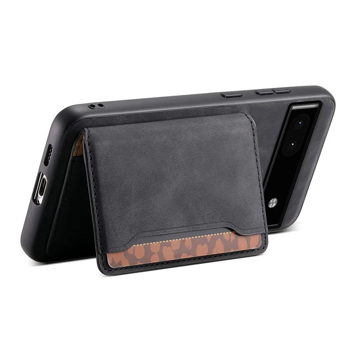 DENIOR D13 For Google Pixel 6a Kickstand Case PU+PC+TPU Phone Cover Detachable Card Bag - Black - 3