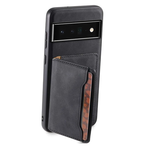 DENIOR D13 For Google Pixel 6 Pro 5G Retro Case Leather Phone Back Cover Detachable 2-in-1 Card Holder - Black - 2