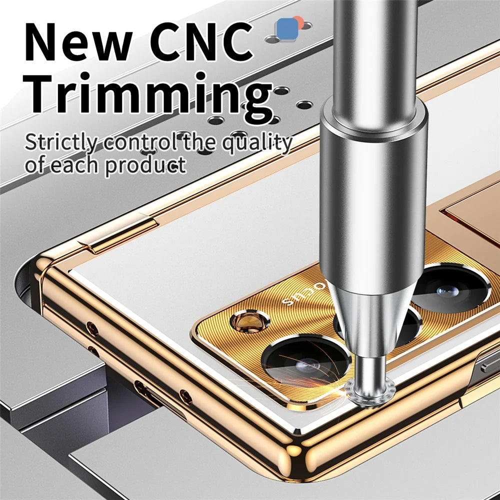 For Samsung Galaxy Z Fold6 5G Case Aluminum Alloy Phone Cover with Tempered Glass Film and Stylus - Gold+Silver - 2