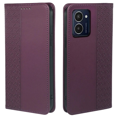 For HMD Pulse / Pulse+ Case Wallet Leather Phone Cover Lucky Clover Imprinting - Dark Purple - 1