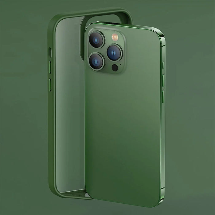 Shockproof Case for iPhone 14 Anti-Fall TPU+PC Cover Full Protection Slim Case with Metal Button / Lens Frame - Green - 6