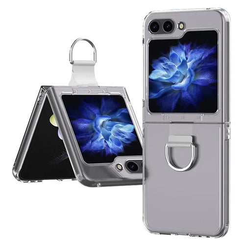 For Samsung Galaxy Z Flip7 FE 5G / Z Flip6 5G Case with Ring Holder Clear PC Phone Cover - 1