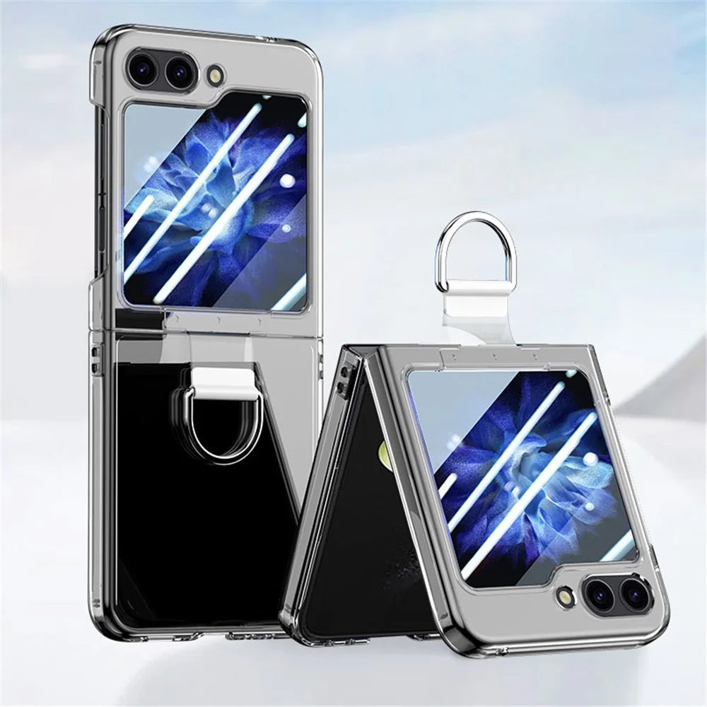 For Samsung Galaxy Z Flip7 FE 5G / Z Flip6 5G Case with Ring Holder Clear PC Phone Cover - 2