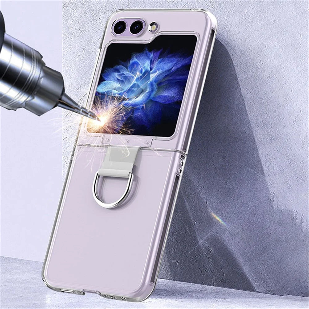 For Samsung Galaxy Z Flip7 FE 5G / Z Flip6 5G Case with Ring Holder Clear PC Phone Cover - 3