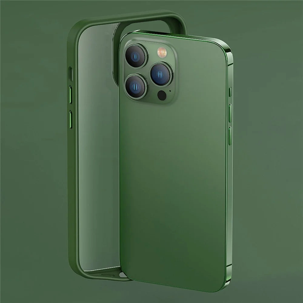 Protective Case for iPhone 14 Pro TPU+PC Phone Cover Anti-Drop Slim Case with Metal Button / Lens Frame - Green - 6