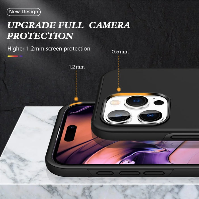 For iPhone 16 Pro Case Kickstand PC+TPU Phone Cover Magnetic Car Mount - Black - 5
