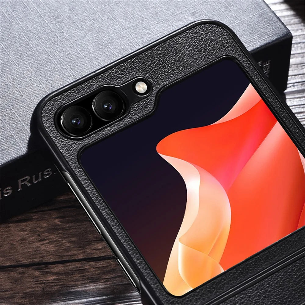 For Samsung Galaxy Z Flip7 FE 5G / Z Flip6 5G Magnetic Case Leather+PC Phone Cover - Black - 5