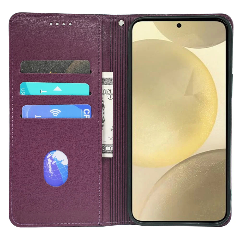 For Samsung Galaxy M35 5G Case Lucky Clover Leather Phone Cover Strong Magnetic - Dark Purple - 2