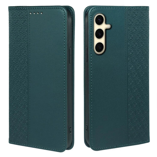 For Samsung Galaxy A54 5G Case Leather Phone Cover Lucky Clover Imprinting Magnetic Closure - Green - 1